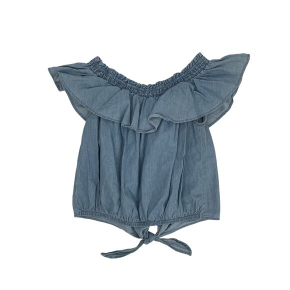 Active USA Denim Women's Chambray Tie-Front Off-The-Shoulder Top Size Large L - Picture 8 of 8